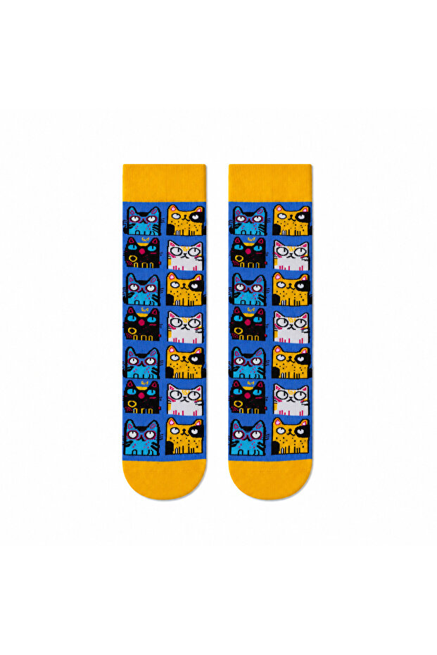 Neon Cat Faces Unisex Socks