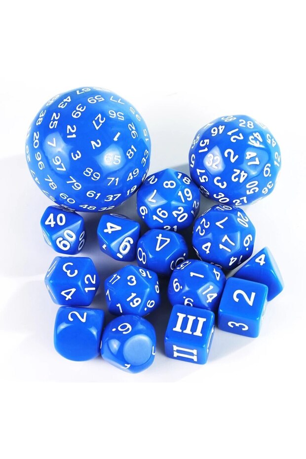 مجموعة نرد متعدد الأوجه باللون الأزرق DND Cubes POP D3-D100، مجموعات نرد أكريليك 15 قطعة للهدايا ولعبة DND RPG Board