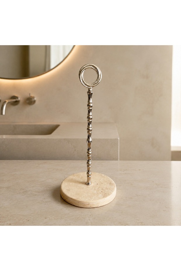 Travertine Marble Paper Towel Holder, Travertine Marble Paper Towel Holder with Metal Apparatus