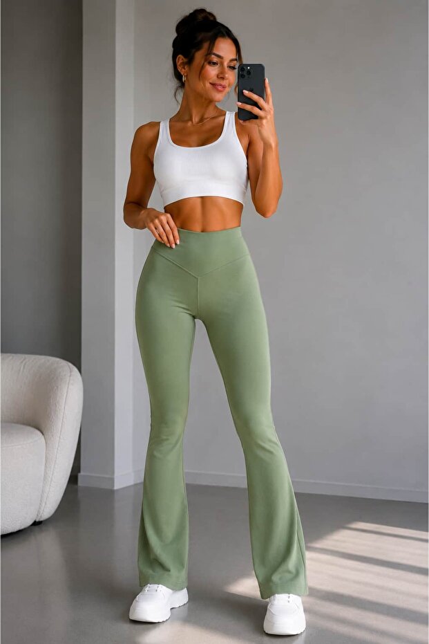 High Waist Spanish Leggings with Stretch and Gathering Effect Ty3434