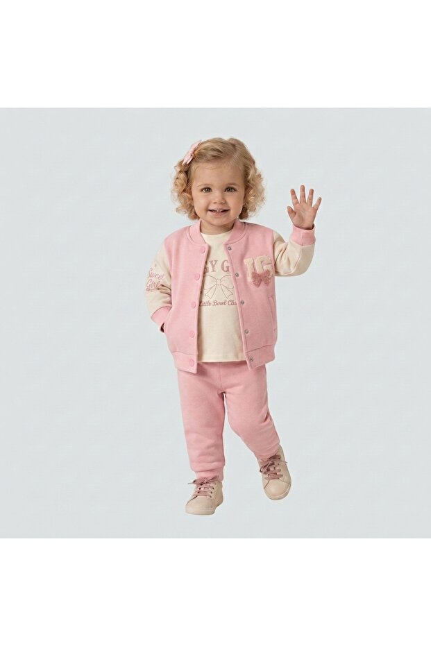 Girl's Sweatshirt Tracksuit Set Embroidered Cotton 3-Piece Combination Set (6-24 Months)