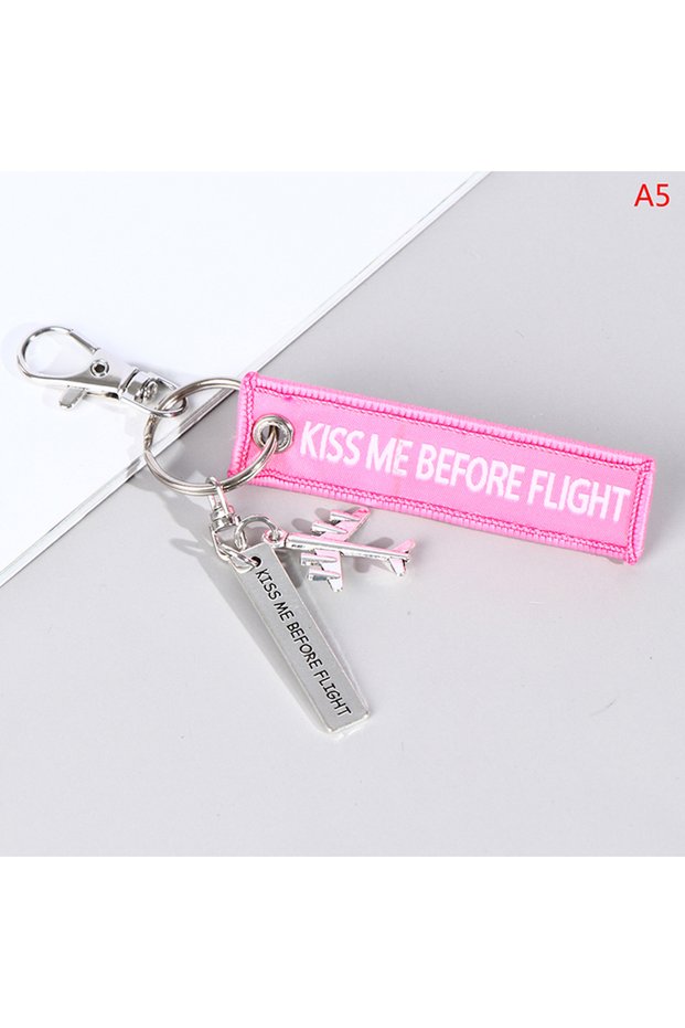A5 1PC Flight Keychain Set Kiss Me Before Flight Crew Drive Safe Mini Aircraft Metal Carving DIY Pen