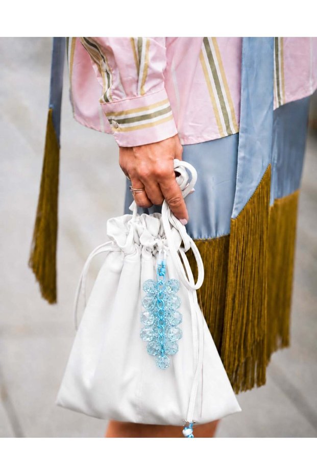 Acrylic Light Blue Bead Keychain