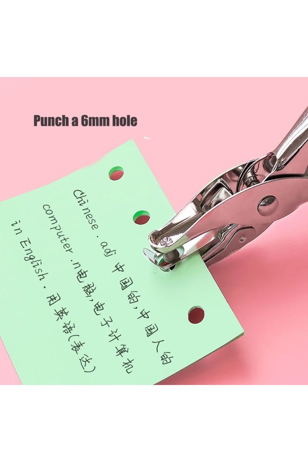 1 Silver-6mm 3/6MM Punching Machine Round Hole Paper Stationery Loose-leaf Book Document Binding Pun