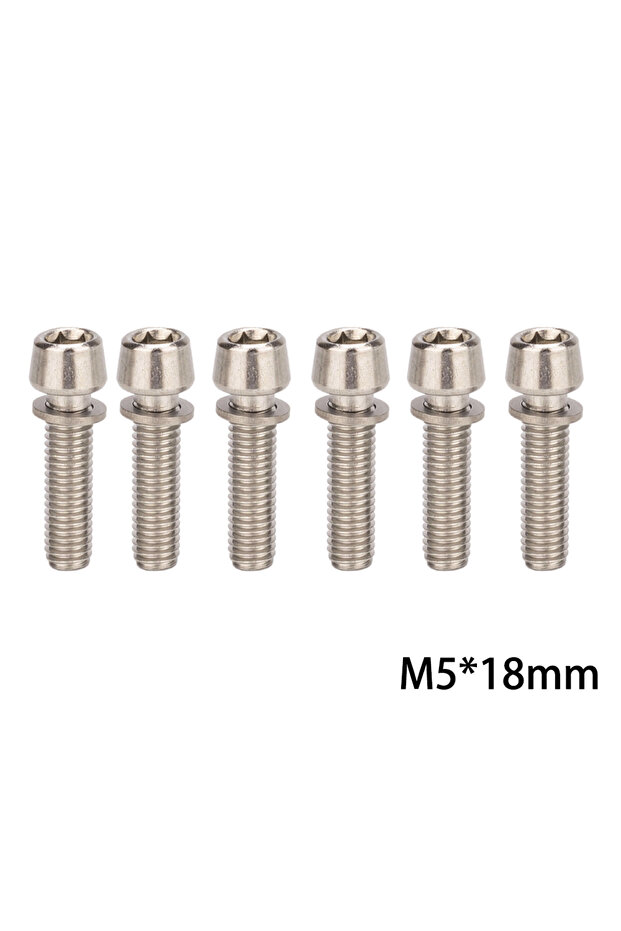 M5x18 Silver 6pcs MTB Road Bike Handlebar Stem Riser Screws Bicycle Stem Bolts Screws M5*1