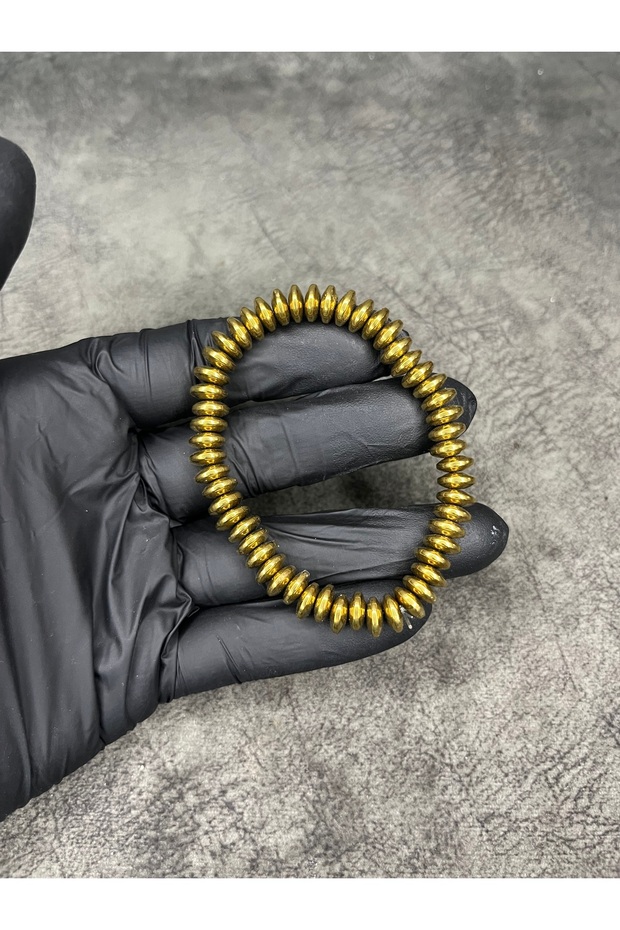 Yellow Gold Special Design Hematite Natural Stone Bracelet