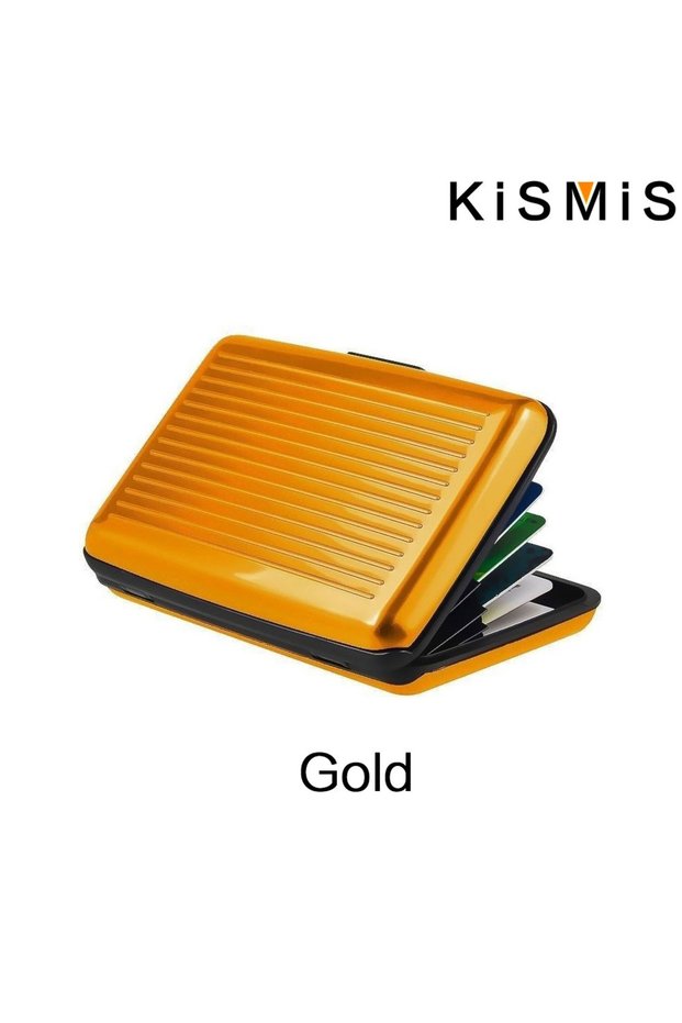Gold KISMIS RFID Metal Wallet and Business ID Women Men Business ID ,Protecto