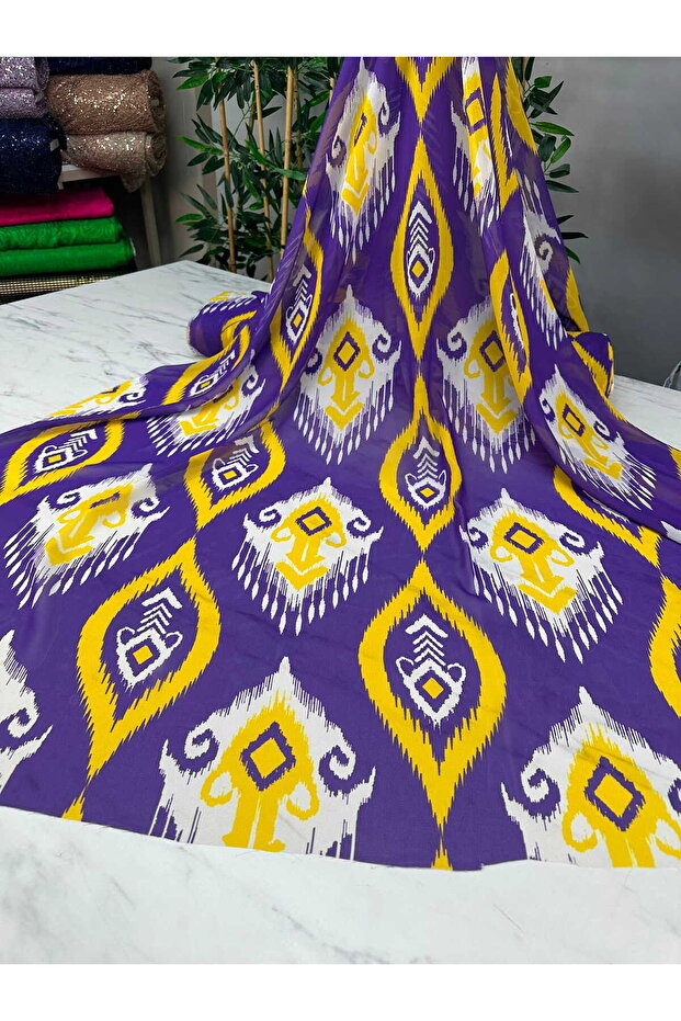 Ikat Pattern Chiffon Fabric