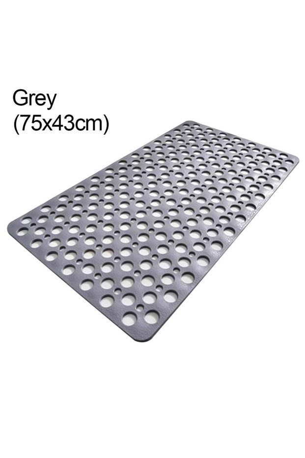 grayA Slip Anti Mould Rubber Anti Slip Bath Mat with Drain Holes Machine Washable Antibacterial Resi