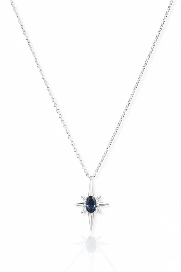 Silver Color North Star Figured Stone Detailed Necklace
