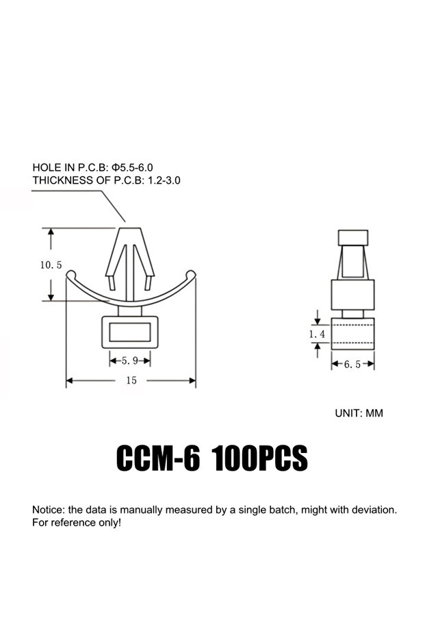 CCM-6 أبيض 100 قطعة 100 قطعة حامل ربط كابلات تثبيت بلاستيك نايلون نوع طائرات إدخال لوحة دوائر مطبوعة
