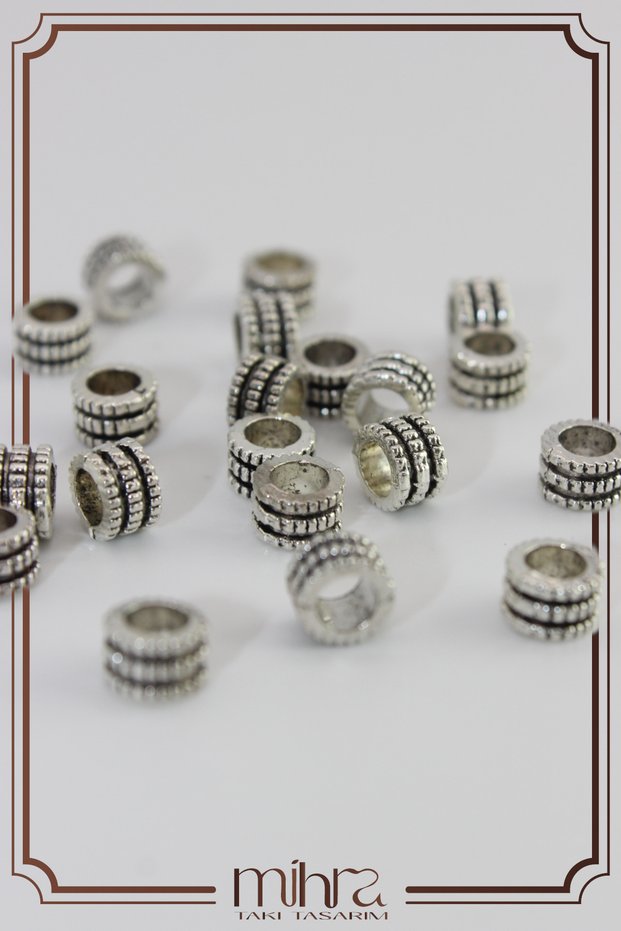 Metal Prayer Beads – Silver Colored – 20 Pieces | Compatible for Making Rosary and Natural Stone Bracelet