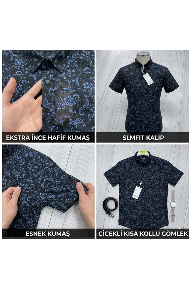 Summer Comfort: Floral, Slim, and Flexible Short-Sleeve Shirt Style and Comfort Combined: Slimfit Floral Shirt