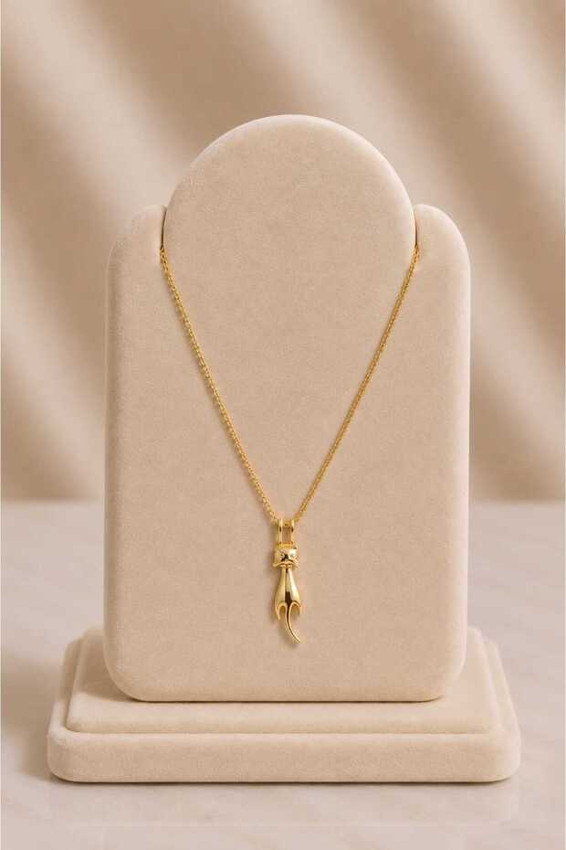 Minimal Cat Figured Gold Necklace