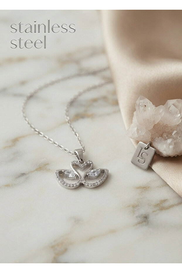316L Steel Chain Silver Color Swan Model Necklace