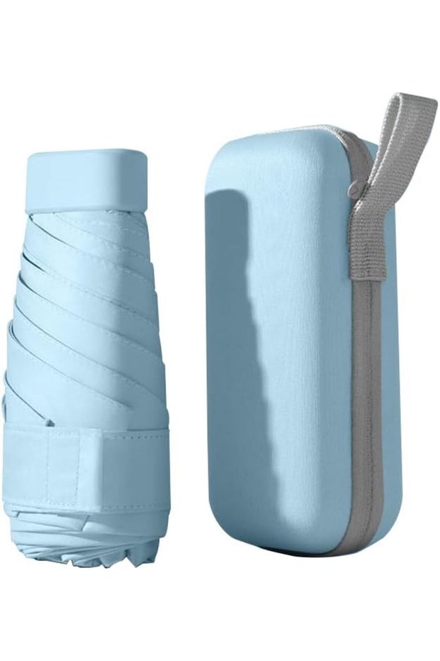 Mini Compact Folding Umbrella, with Portable Carrying Case, Travel-Friendly