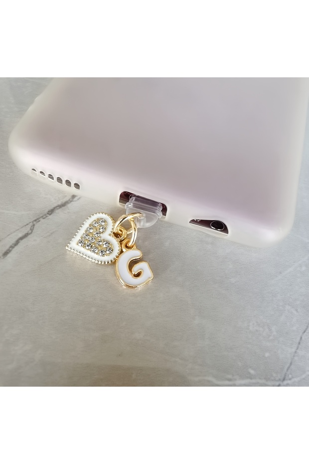 G F or Type-C 1 Piece of Light Luxury Sparkling Diamond Letter Heart-Shaped Phone Dust Plug Protecti
