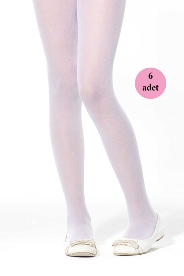 Glb-Stl41414 6 Pieces of Opaque Children's Pantyhose 40 Denier White