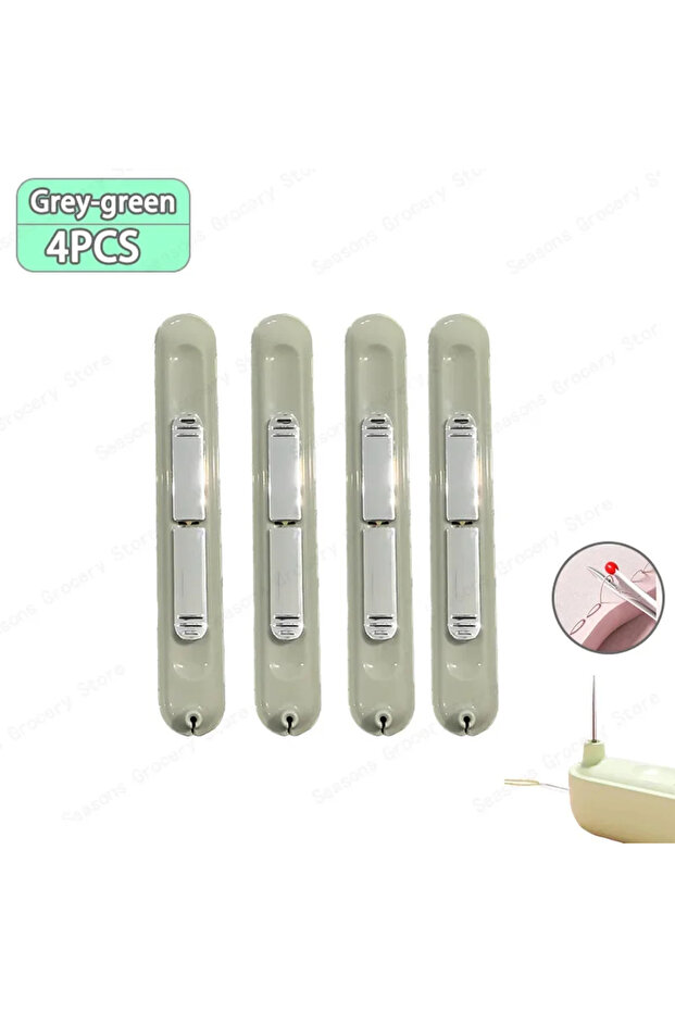 Grey-green-4PCS 2 In 1 Needle Threader and Seam Ripper Tool Multifunctional Sewing Thread Remover Cr