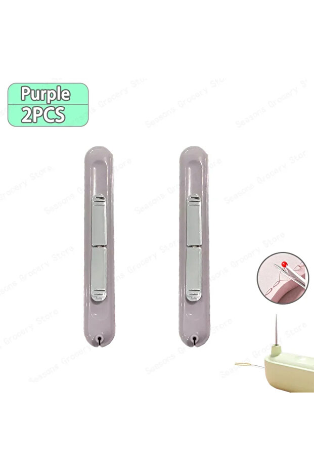 Purple-2PCS 2 In 1 Needle Threader and Seam Ripper Tool Multifunctional Sewing Thread Remover Cross