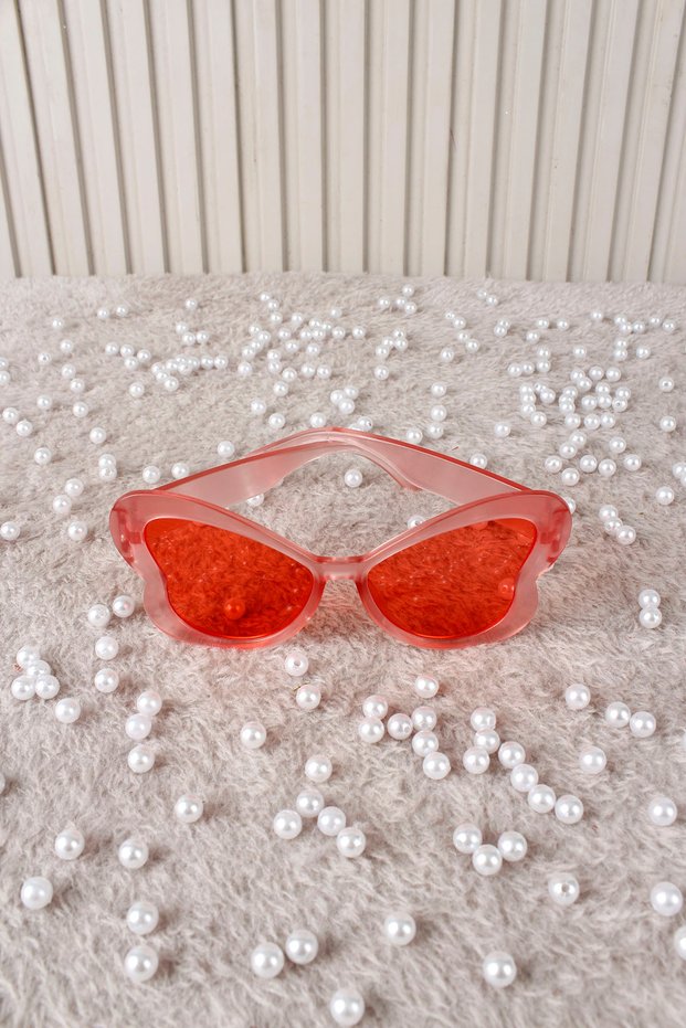 Pink Transparent 1 Piece Butterfly Patterned Bride and Groom Party Glasses, Wedding, Engagement, Henna, Bachelorette, Photo Shoot, Birthday, Bride to Be, Circumcision and Organization Accessory Glasses