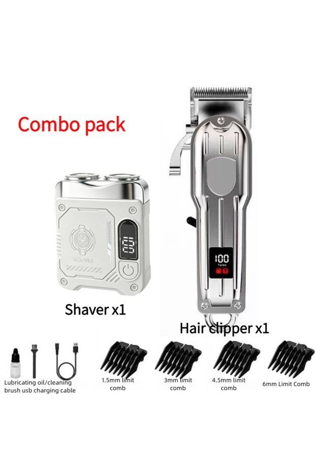 USB Type-C combo pack All Metal Blade Male Clipper, Electric Hair Clipper, Household Electric Hair C