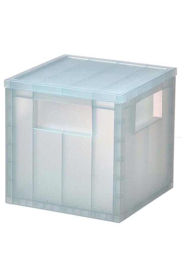 Stackable Storage Box with Lid, Transparent Grey-Blue, 16.5x16.5x16.5 cm