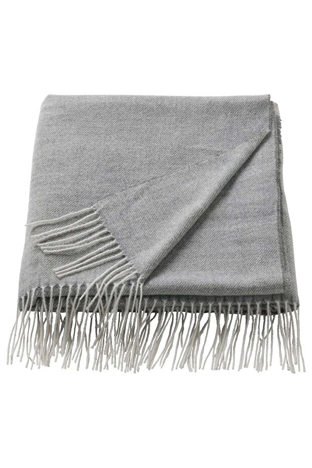 Polyester Throw with Fringes, Grey, 120x160 cm