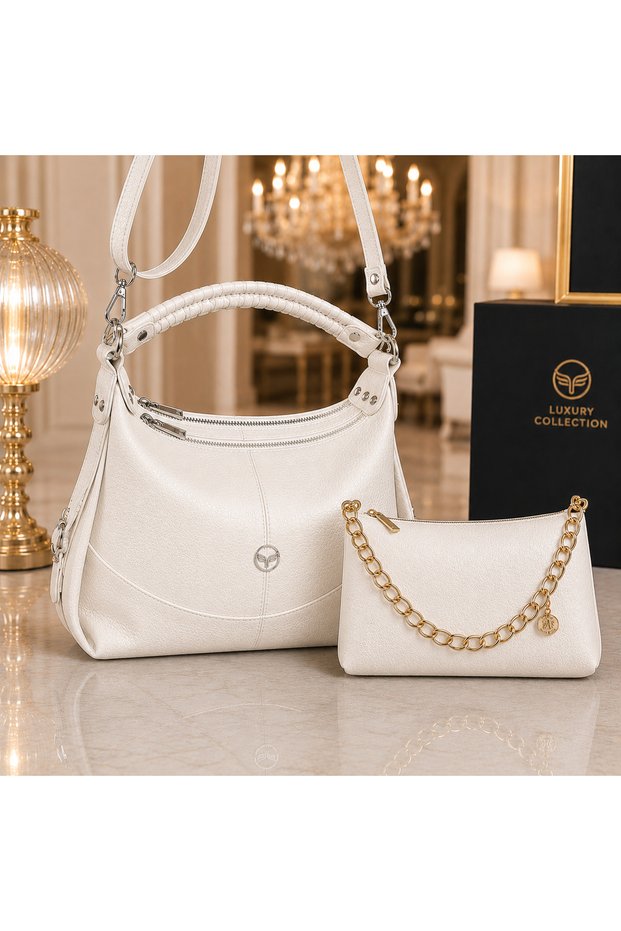 Luxury Double Set Excellent Quality Shoulder and Handbags+Elegant Gold Detail Crossbody Bag