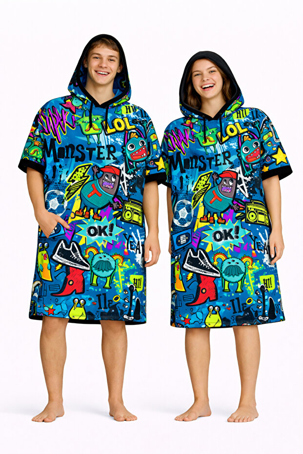 Pool Sea Poncho Bathrobe 100% Cotton