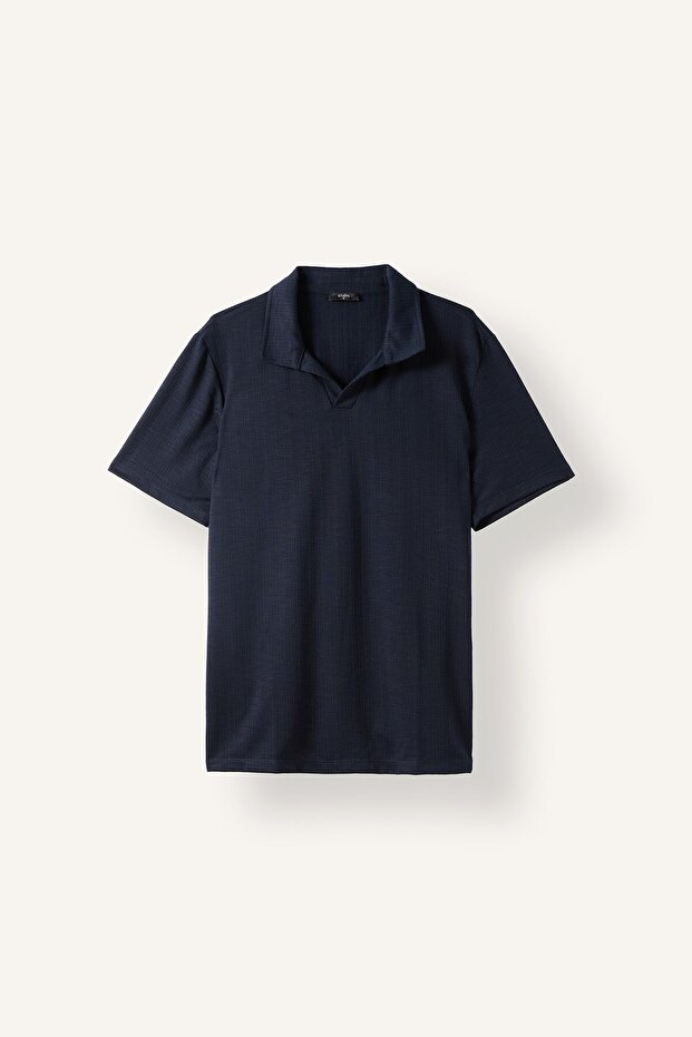 Regular Fit Buttonless Resort Collar Short Sleeve Basic Polo T-Shirt I4054Ax26Au