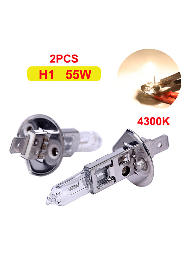 H1 2Pcs 12V 55W / 65W Llight 4300k Warm White Bulbs Headlight Car Halogen Lamps Source Parking H1
