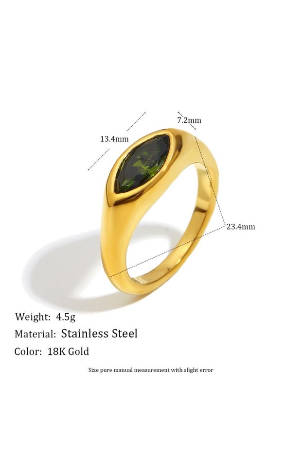 9 Green MamacitaSlay 316L Stainless Steel Zircon Ring Waterproof 18K Gold Plated Jewelry Women's Cla