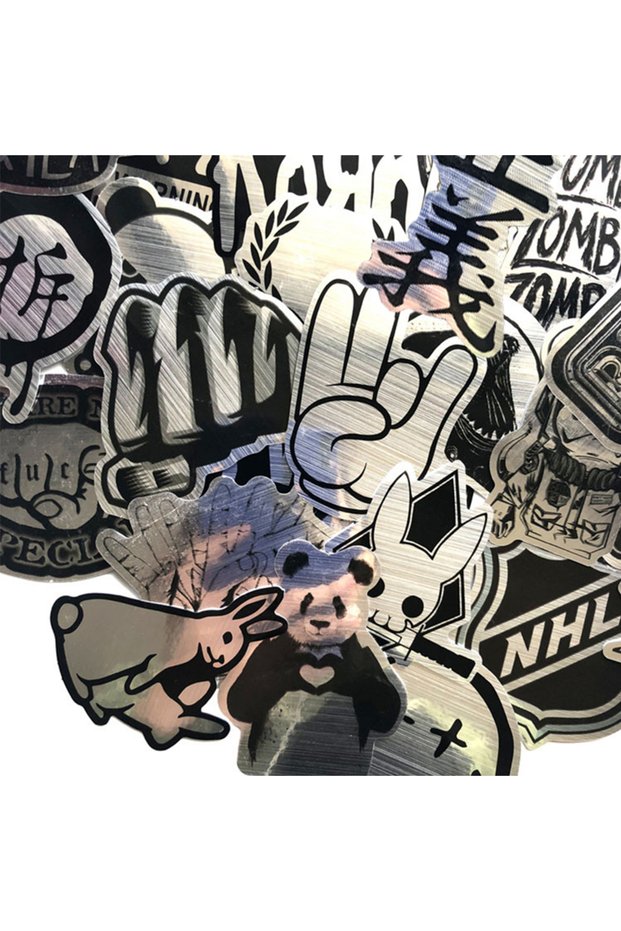100PCS 10/30/50/100pcs Imitation Metal Rock Band Logo Stickers Packs Waterproof DIY Skateboard Lugga