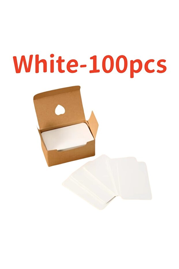 White-100pcs 100Pcs 90x54x0.3mm Kraft Paper Card Blank Business Message Note Thank You Writing Label