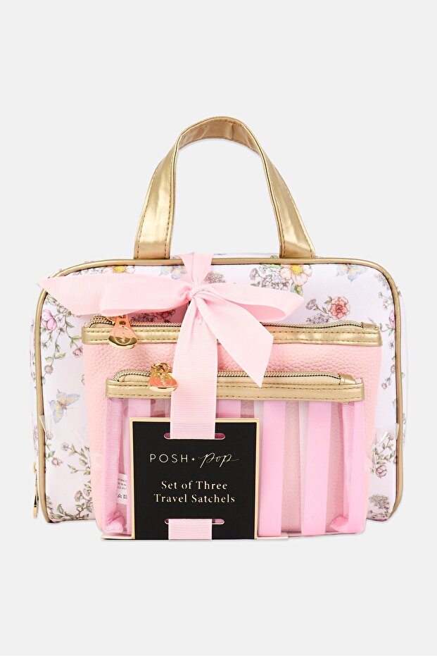Women 3 Pieces Floral Pint Travel Kits Set, Multicolor