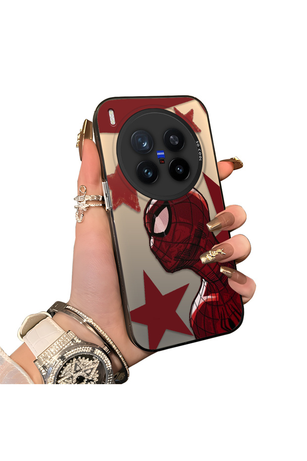 Vivo X300 Pro Compatible Hard Acrylic Back Silicone Edge Lens Protection Spiderman Case