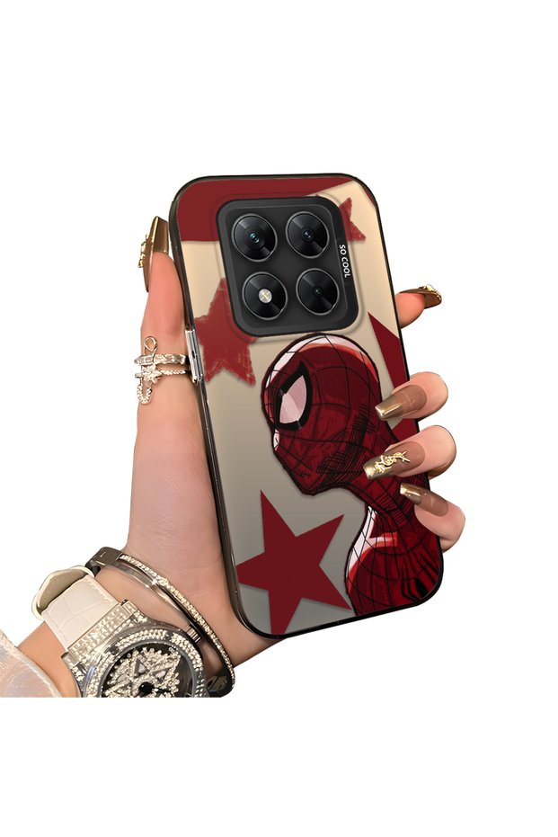 Xiaomi Poco X7 Compatible Hard Acrylic Back Silicone Edge Lens Protection Spiderman Case