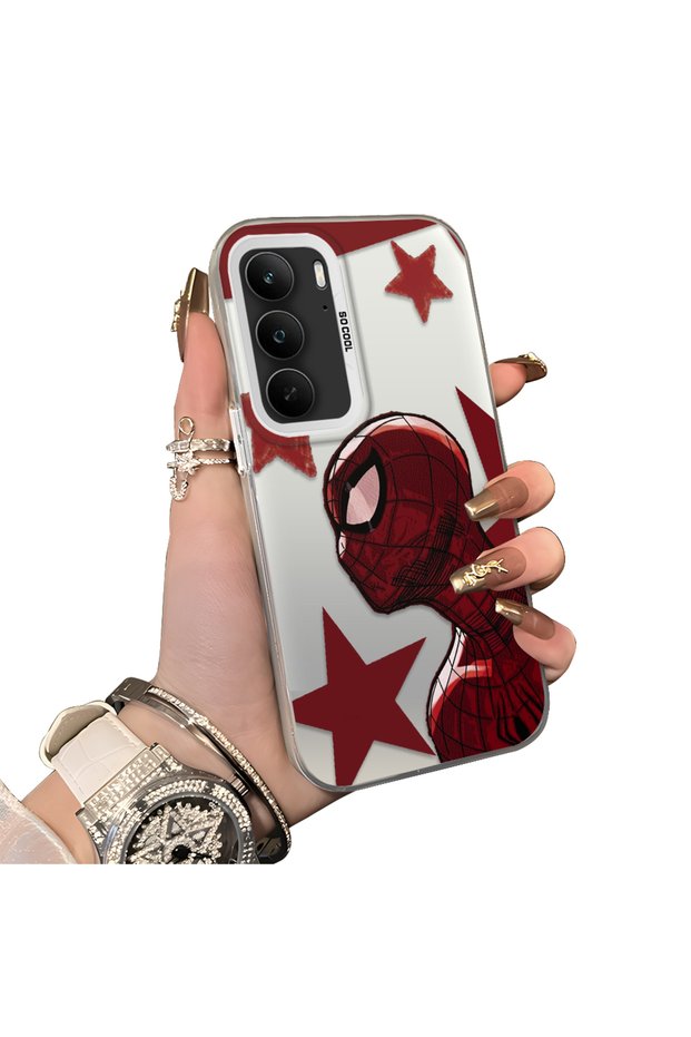 Realme C75 4g Compatible Hard Acrylic Back Silicone Edge Lens Protection Spiderman Case