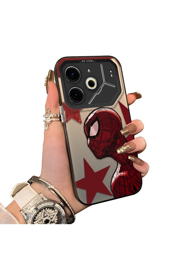 Tecno Pova 6/Pova 6 Pro 5g Compatible Hard Acrylic Back Silicone Edge Lens Protection Spiderman Case