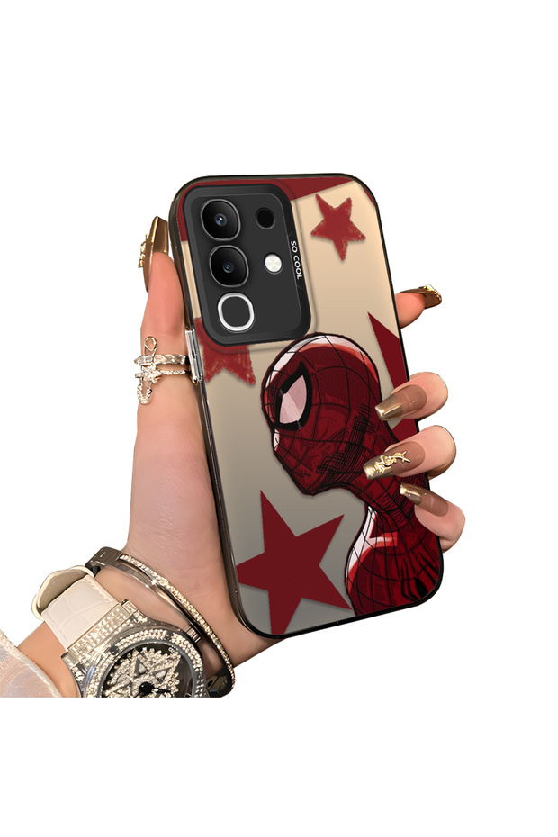 Vivo Y29 4g(V2434) Compatible Hard Acrylic Back Silicone Edge Lens Protection Spiderman Case