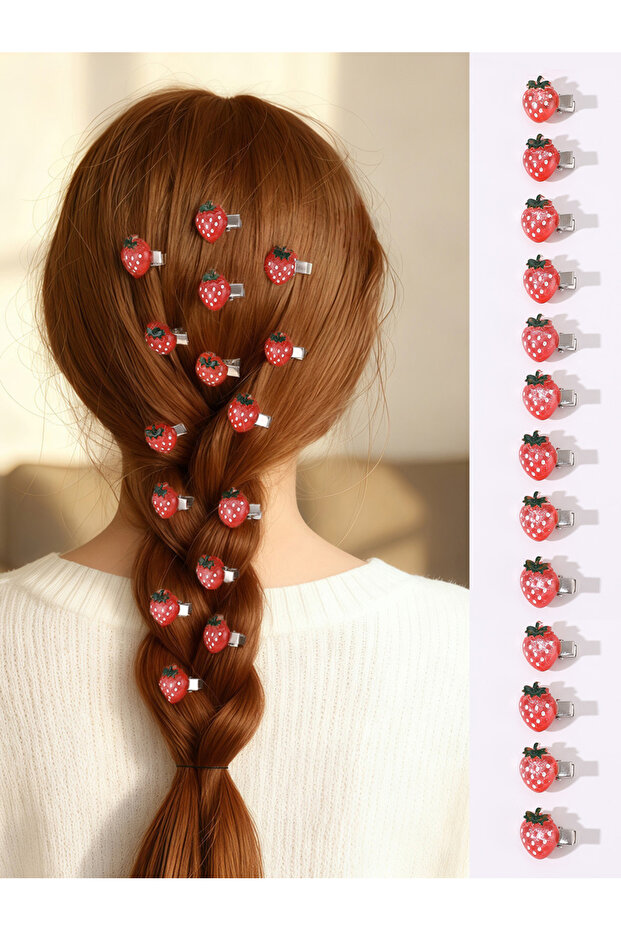 Set of 5 - Strawberry Hair Clips