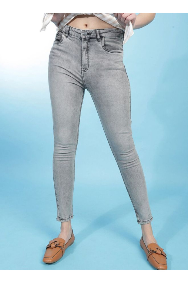 Grey Slim Fit High-Rise Stretchable Jeans