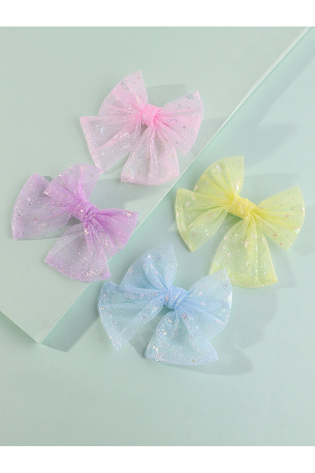 Set of 4 - Mesh Bow Clips