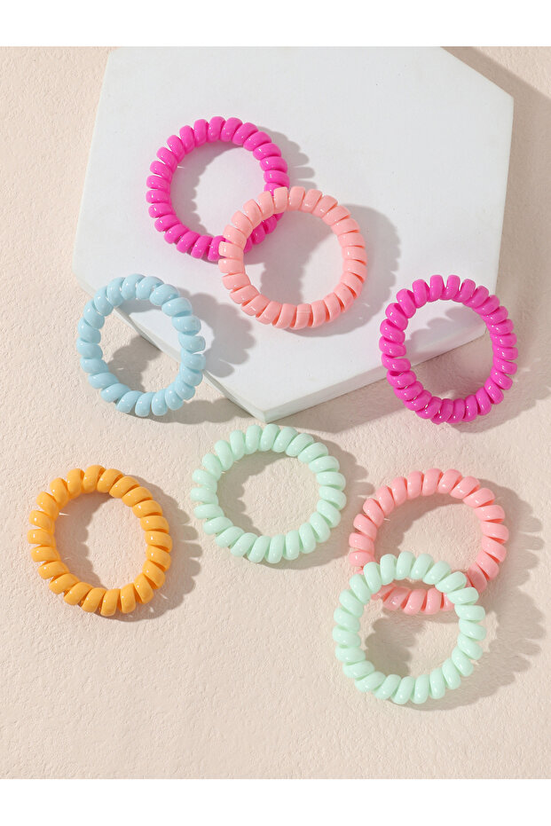 Set of 8 - Spiral Elastic Hair Ties