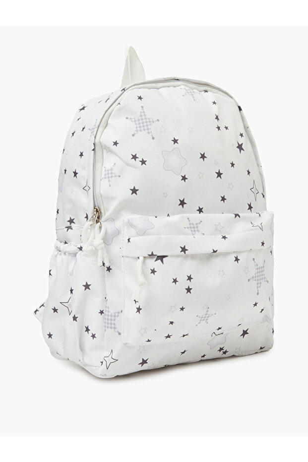 Girls White Star Print Casual Backpack