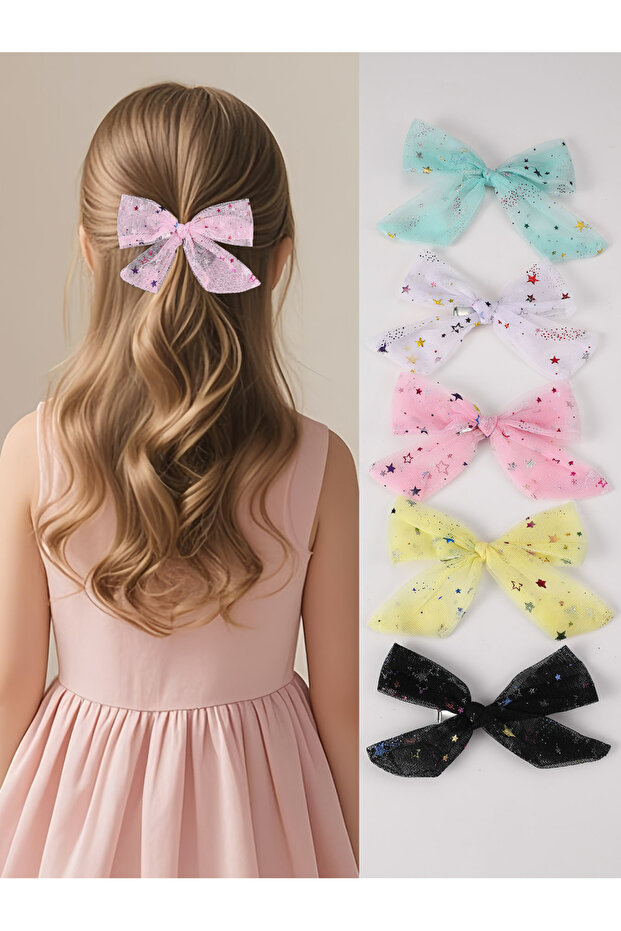 Set of 5 - Star Bow Clips