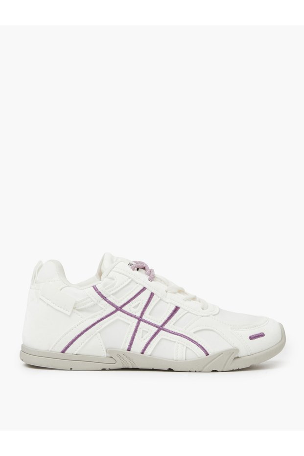 White Sports Sneakers with Purple Accents