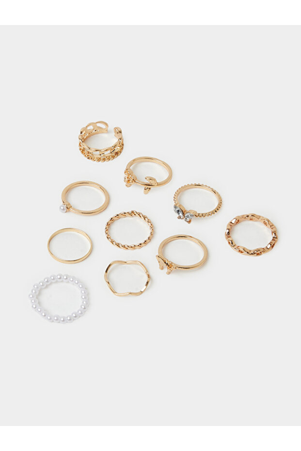 Pack of 10 - Gold Tone Casual Rings