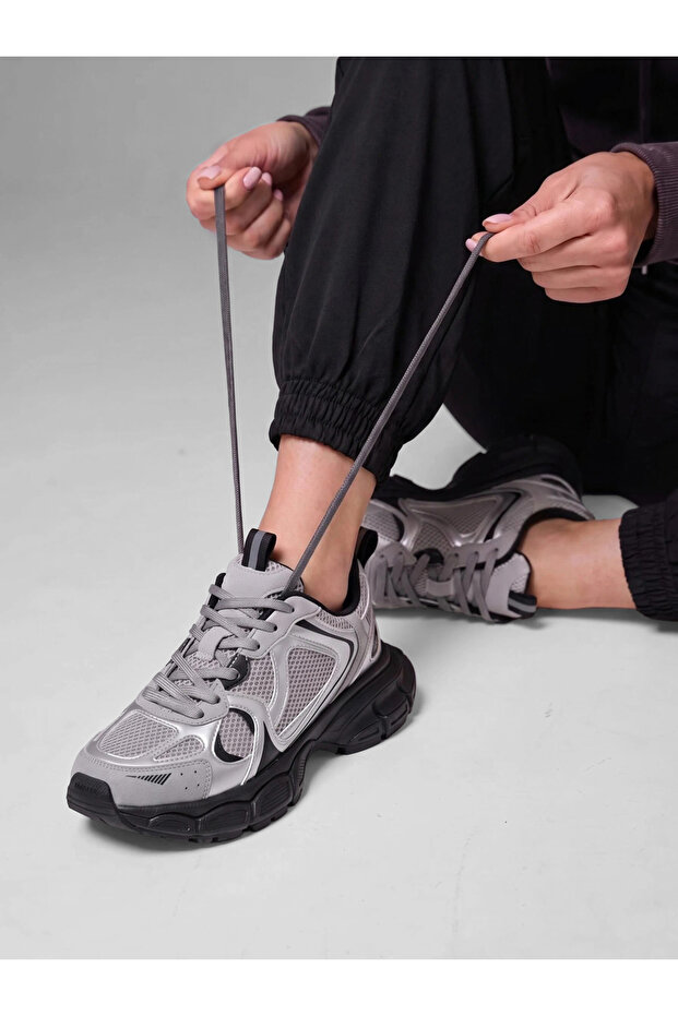 Metallic Silver Classic Chunky Sneakers